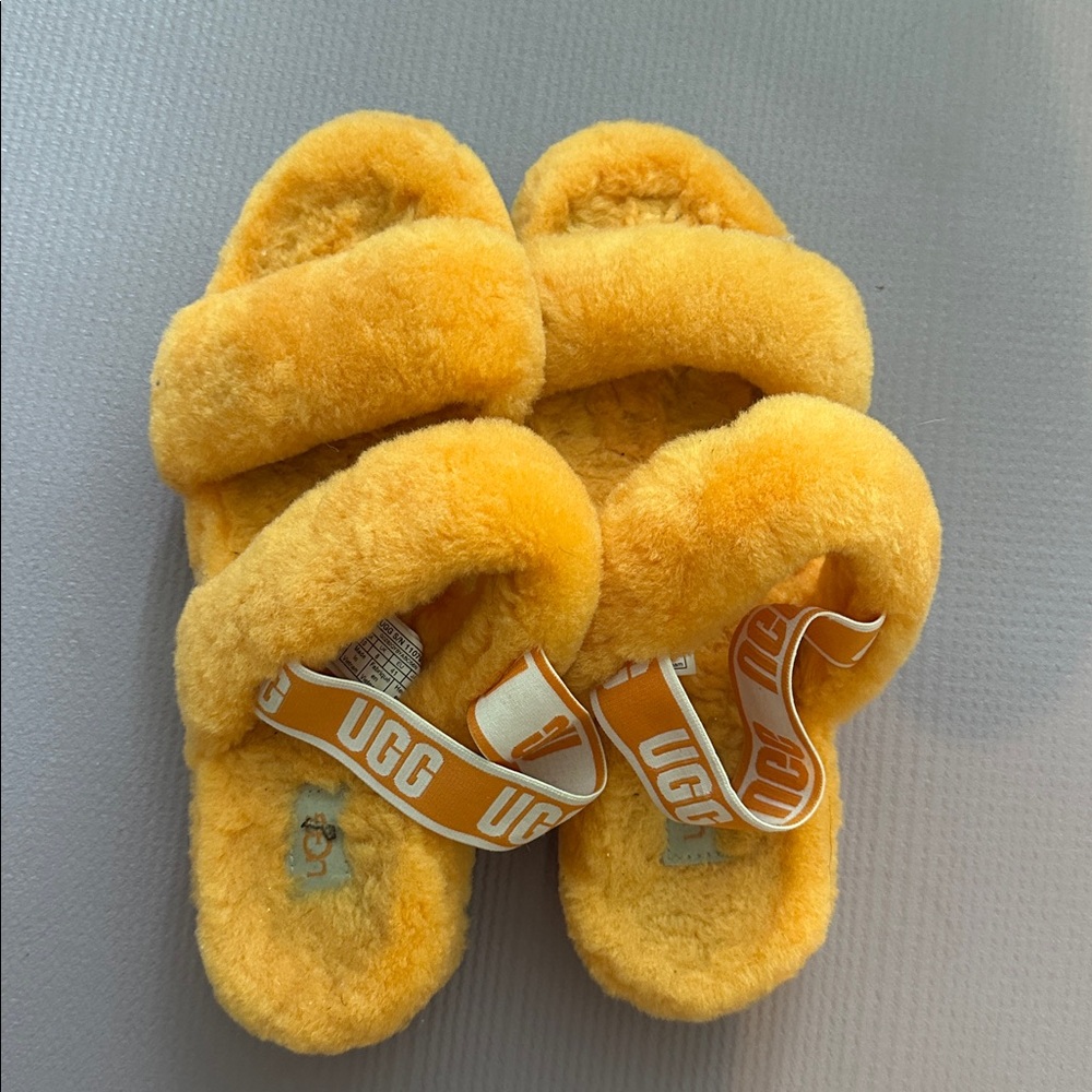 UGG Vibrant Orange Fluffy Slides